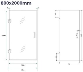 Saniclear Modern douchecabine 100x80 met 80cm deur anti-kalk RVS
