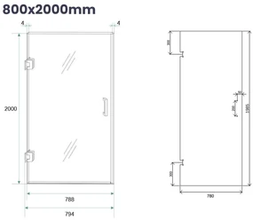 Saniclear Modern douchecabine 90x80 met 80cm deur anti-kalk chroom