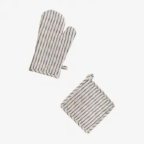 Oziel Ovenhandschoen En Doeken Set Beige – Crème - Sklum