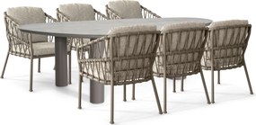 Tuinset 6 personen 240 cm Rope Taupe Santika Furniture Santika