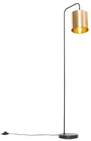 Moderne vloerlamp zwart met goud - Lofty