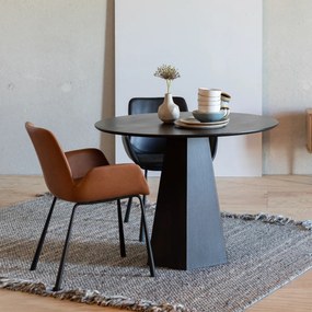 Zuiver Pilar Black Ronde Design Eettafel Zwart - 100 X 100cm.