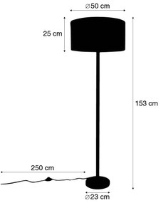 Landelijke vloerlamp hout met lichtbruine kap - Mels Landelijk E27 rond Binnenverlichting Lamp