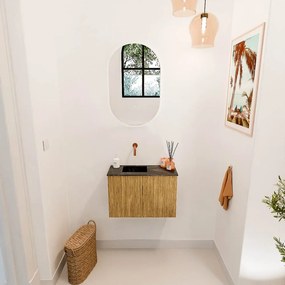 Mondiaz Joya DLux 60cm toiletmeubel oak met wastafel faye links zonder kraangat lava