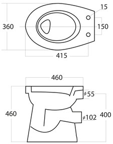 Mueller Staande verhoogde toiletpot +6 PK wit