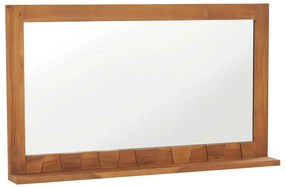 vidaXL Wandspiegel met schap 100x12x60 cm massief teakhout