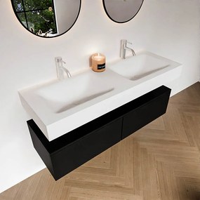 Zaro Alan badmeubel 130cm urban 2 lades met vrijhangende wastafel cloud dubbel 2 kraangaten talc