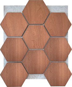 Hexagon Panel Gerookt Eiken met Grijs Vilt 81CM | Akoestisch | Wanddecor | Zeshoekig- Grijs vilt