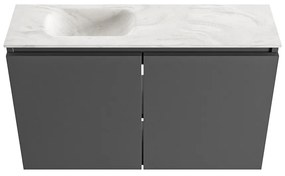 Mondiaz Ture DLux toiletmeubel 80cm dark grey met wastafel ostra links zonder kraangat