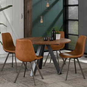 Ronde Eettafel Hout En Metaal - 120 X 120cm.