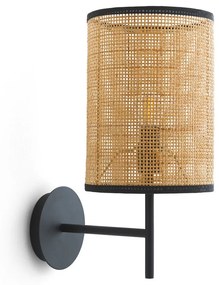 Wandlamp in ijzer en rotan, Cara