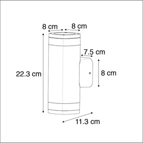 Moderne buitenwandlamp vierkant 2-lichts antraciet - Fox Modern GU10 IP54 Buitenverlichting cilinder / rond