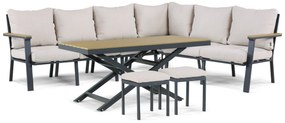 Hoek loungeset 6 personen Aluminium/Polywood (grey teakfinish) Grijs  Lifestyle Garden Furniture Santiago