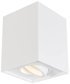 Moderne opbouwSpot / Opbouwspot / Plafondspot wit draai-en kantelbaar - Quadro 1 Up Design, Modern GU10 kubus / vierkant vierkant Binnenverlichting Lamp