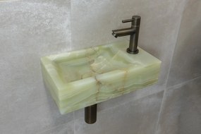 Saniclear Green Onyx fonteinset met rechte kraan in verouderd messing