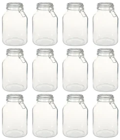 vidaXL Potten met sluiting 12 st 3 L glas