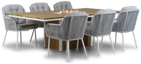 Tuinset 6 personen 220 cm Aluminium/Teak/Rope /Aluminium/teak Wit Santika Furniture Santika