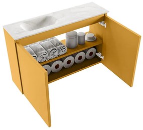 Mondiaz Ture DLux toiletmeubel 80cm ocher met wastafel ostra links zonder kraangat