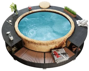 vidaXL Spa-omranding poly rattan zwart