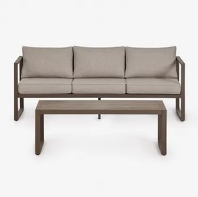 Tuinset Met 3-zitsbank En Salontafel Van Aluminium 110x55cm Lipov Bruin – Chocolade - Sklum