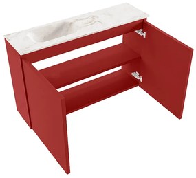 Mondiaz Ture DLux toiletmeubel 80cm fire met wastafel frappe links met kraangat