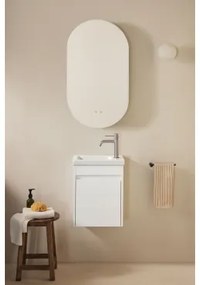 Narek Zwevend Houten Badkamermeubelset Met Geïntegreerde Wastafel Wit & Ovaal Met Opbergruimte Zwart 50x90 Cm Oricsa & Geborsteld Grijs - Sklum