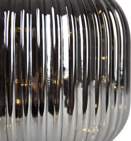 Art Deco tafellamp zwart met smoke glas incl. E27 lichtsnoer - Karel