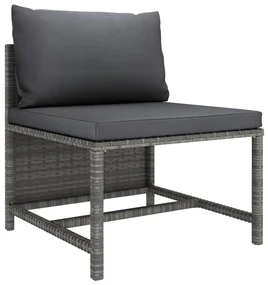 vidaXL 3-delige Loungeset met kussens poly rattan grijs