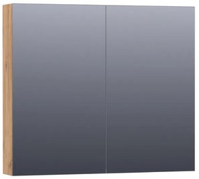 BRAUER Plain Spiegelkast - 80x70x15cm - 2 links/rechtsdraaiende spiegeldeuren - MFC - old castle SK-PL80OC