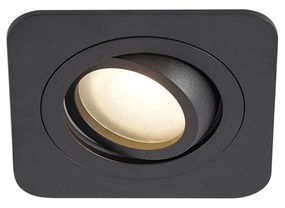 Set van 6 Afgeronde inbouwspot zwart GU10 50mm draai- en kantelbaar IP44 - Alberto