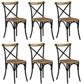 vidaXL Kruisstoelen 6 st massief mangohout zwart