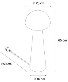 Buiten vloerlamp zwart 65 cm - Mushroom Modern E27 IP44 Buitenverlichting rond