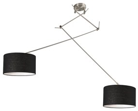 Hanglamp staal met kap 35 cm zwart verstelbaar 2-lichts - Blitz Modern E27 rond Binnenverlichting Lamp
