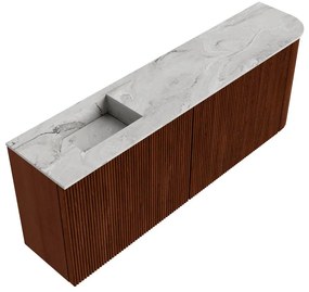 Mondiaz Joya DLux 110cm toiletmeubel ronding rechts ruby met wastafel faye links 1 kraangat glace