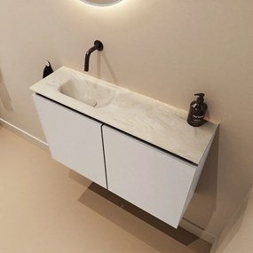 Mondiaz Ture DLux toiletmeubel 80cm linen met wastafel ostra links zonder kraangat