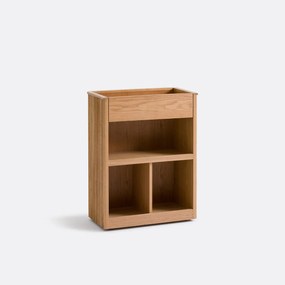 Wandtafel, opbergruimte op wielen, eiken fineer, Tamula