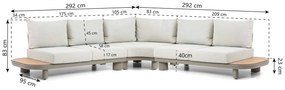 Hoek loungeset 5 personen Aluminium/Rope /Teak Taupe  Santika Furniture Santika