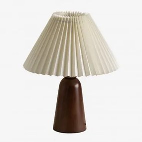 Jeremaia houten tafellamp Beige – crème - Donker Hout - Sklum