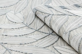 Tapijt Structural BOTANIC 65241 Bladeren plat geweven op het balkon, terras - grijs