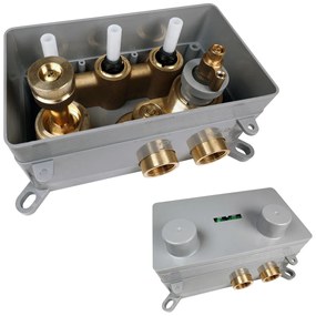 Brauer Stripe 3-weg inbouwthermostaat met drukknoppen RVS geborsteld PVD