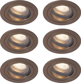 Set van 6 moderne inbouwspots donker brons draai- en kantelbaar IP44 - Chuck