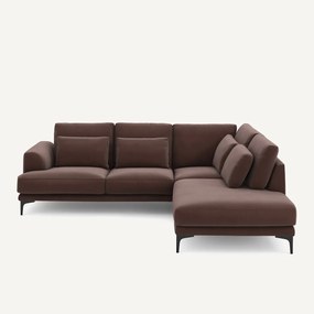 Linkse hoekbank met leuning in linnenfluweel Marsile