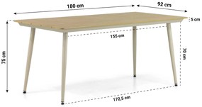 Tuinset 4 personen 180 cm Aluminium/wicker Taupe Coco Custa/Matale