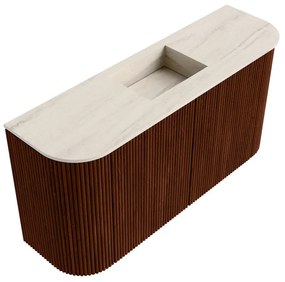 Mondiaz Joya DLux 85cm toiletmeubel ronding links/rechts ruby met wastafel faye midden 1 kraangat meli