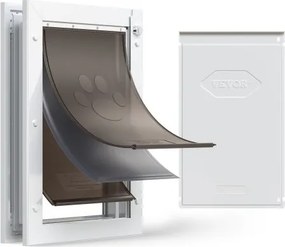 VEVOR Hondenluik (Groot) met 3 magnetische kleppen en metalen frame, weerbestendig kattenluik voor binnen- en buitendeuren, kattenluik, hondenluik, huisdierluik, wit, 26,04 x 41,28 cm (breedte x hoogte) Huisdierluik
