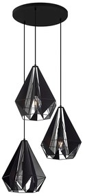 Industriële hanglamp zwart met mesh 3-lichts - Carcass Industriele / Industrie / Industrial Minimalistisch E27 Draadlamp rond Binnenverlichting Lamp