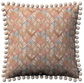 Dekoria Kussenhoes Wera met pompons, bruin 45 x 45 cm