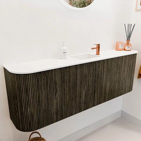Mondiaz Joya 125cm toiletmeubel ronding links/rechts shadow met wastafel faye midden 1 kraangat talc