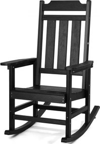 VEVOR Porch Rocking Chair, HIPS Outdoor Rocking Chair, Patio Rocking Chair met hoge rugleuning en soepele armleuningen, ondersteunt tot 180 kg, voor tuin, balkon, veranda, zwart