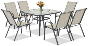 Modena lichtgrijze tuintafel voor 6 personen met Garden Point vierkante tafel